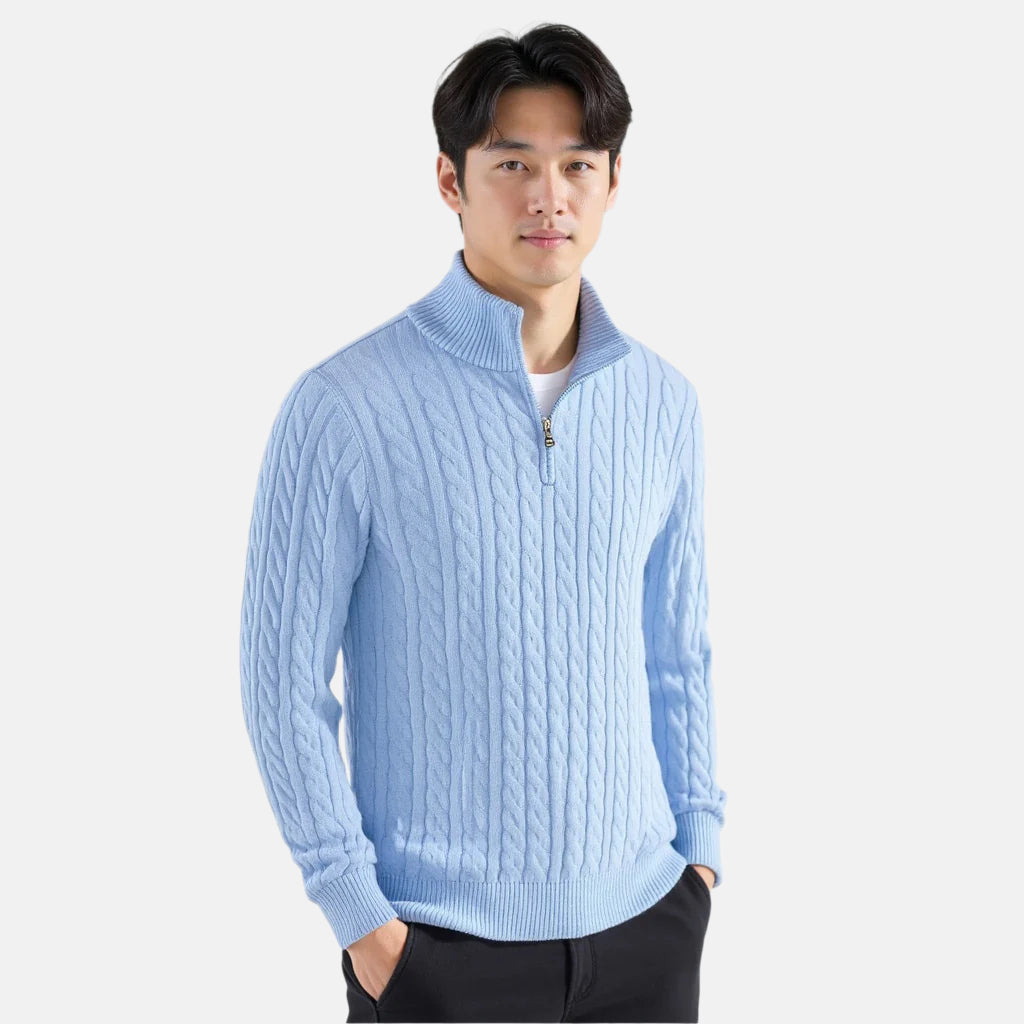 TAEBAEK Zopfmuster-Pullover mit Reißverschluss