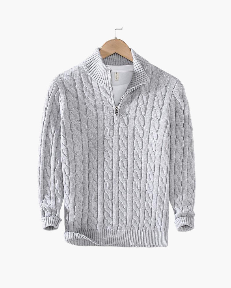 TAEBAEK Zopfmuster-Pullover mit Reißverschluss