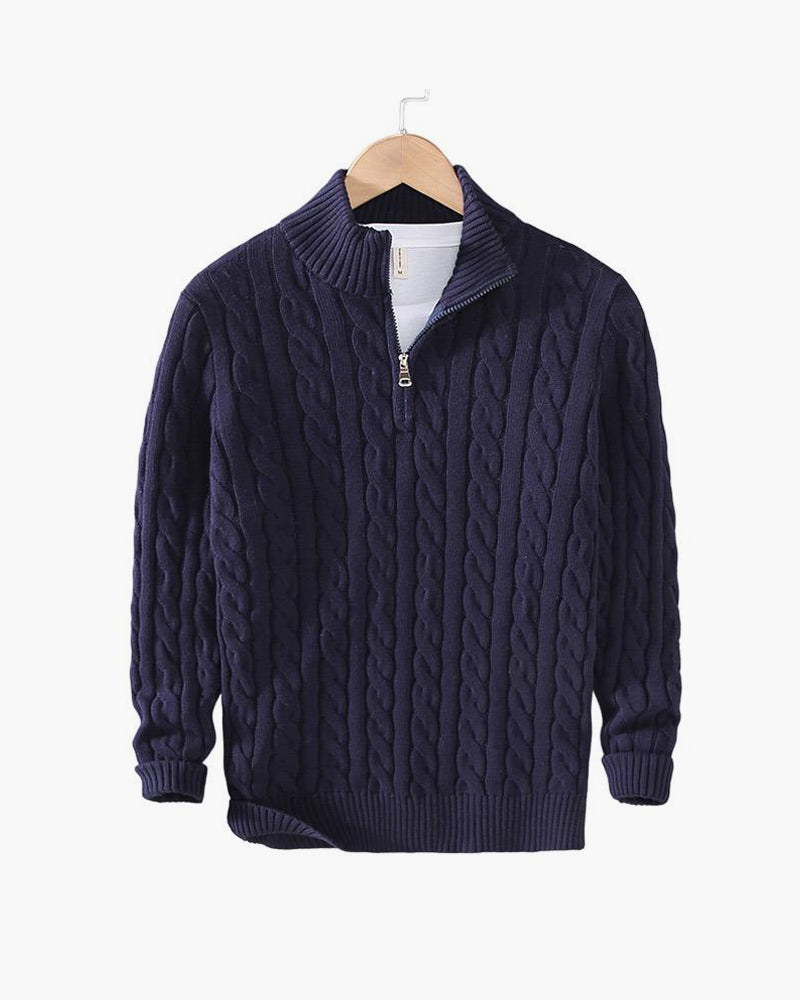 TAEBAEK Zopfmuster-Pullover mit Reißverschluss