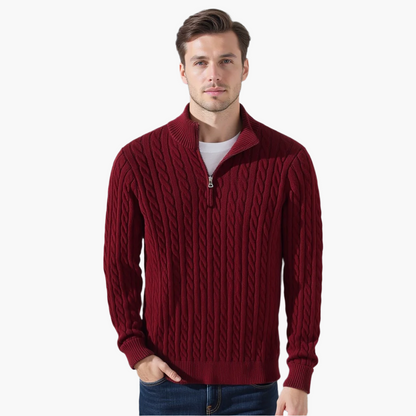 TAEBAEK Zopfmuster-Pullover mit Reißverschluss
